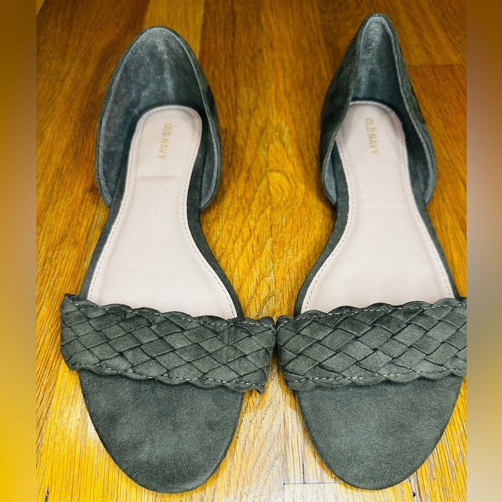 Old Navy Braided D’Orsay Flats | Size 9 | Dark Olive Green - Picture 2 of 9